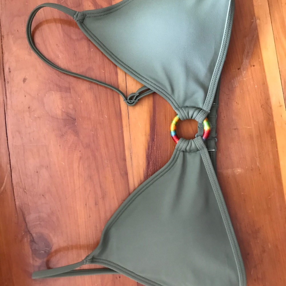 Olive green triangle bikini top